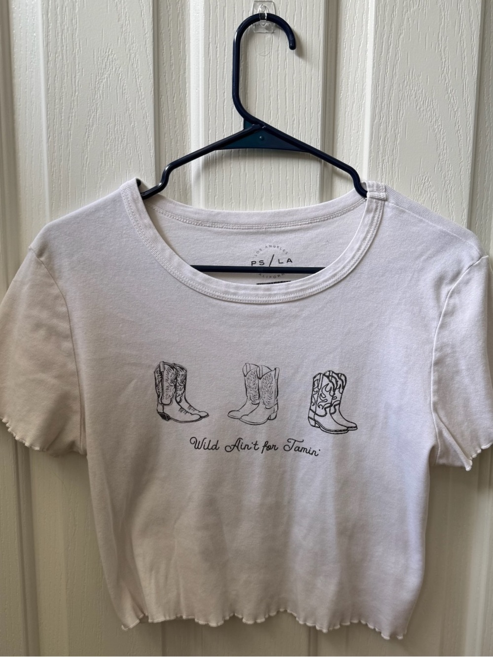 White Graphic Cowboy Boot Cropped Tee